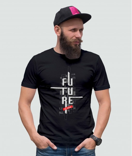 Мъжка тениска с щампа Арт Future is now
